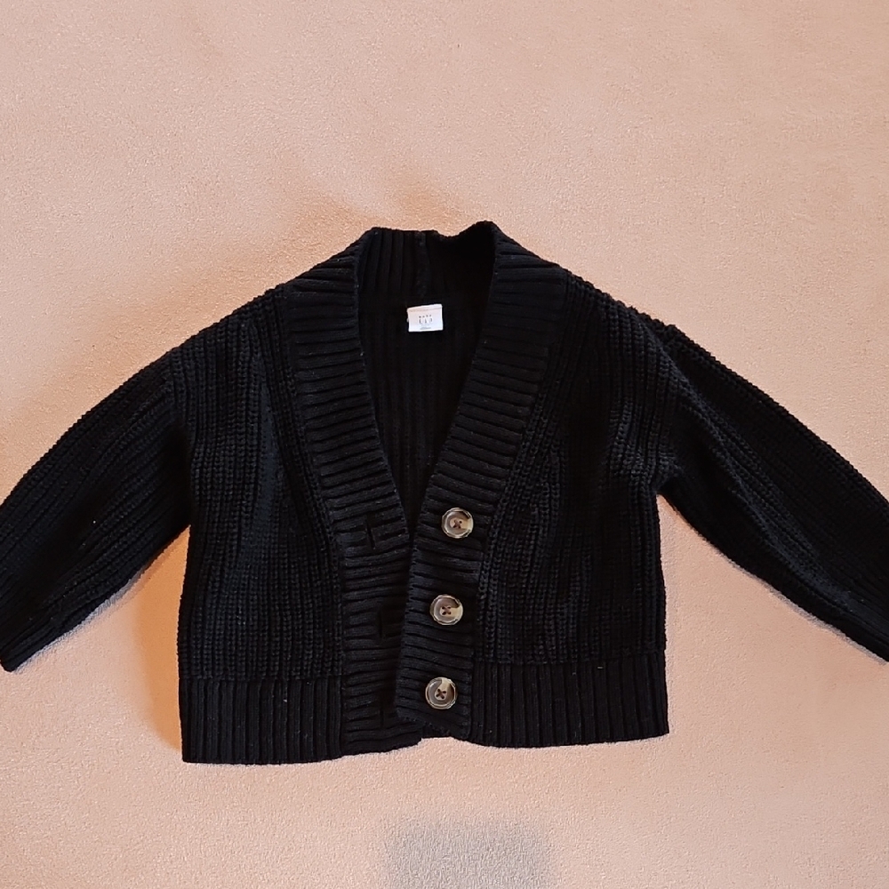 Baby Gap Black Knit Cardigan with Buttons 12-18 Months